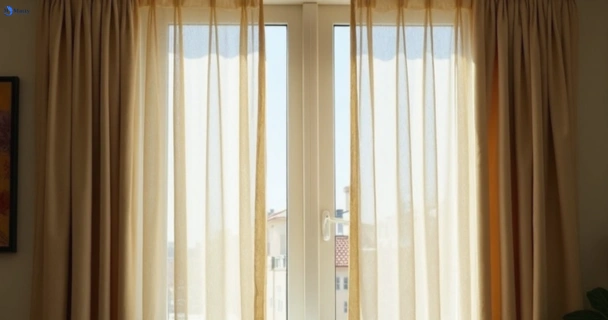 Dusty and dull curtains in enoggera-reservoir before steam cleaning